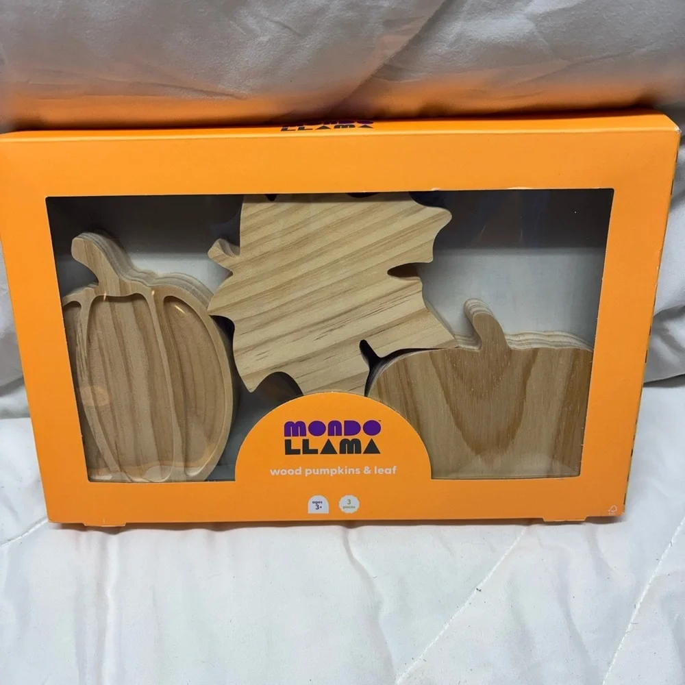 Mondo Llama Wooden Pumpkins And Leaf For Painting Arts And Crafts Fall Decor